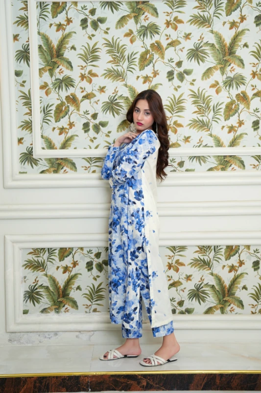 2-Piece IceBlue Print (Unstitched)